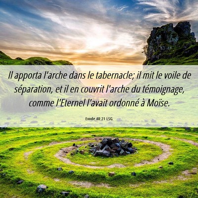 Picture 06 - Exode 40:21 LSG - Il apporta l'arche dans le tabernacle; il mit le - Bible Verse Picture