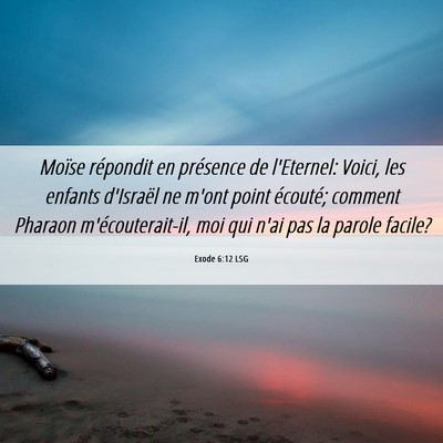 Picture 06 - Exode 6:12 LSG - Moïse répondit en présence de l'Eternel: - Bible Verse Picture