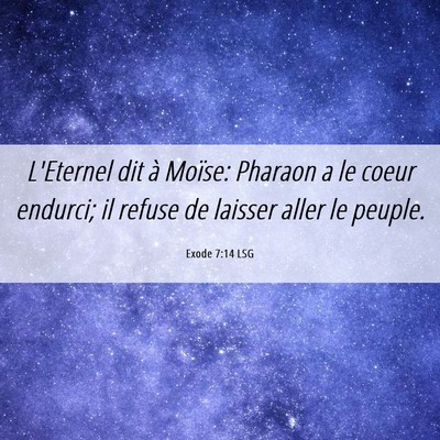 Picture 06 - Exode 7:14 LSG - L'Eternel dit à Moïse: Pharaon a le coeur - Bible Verse Picture