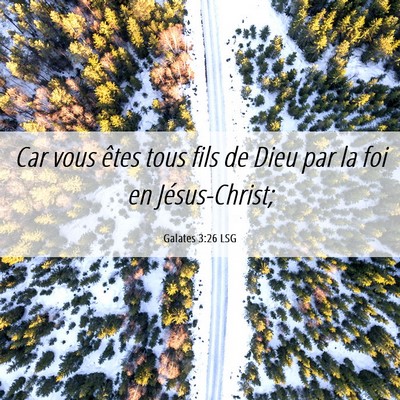 Picture 06 - Galates 3:26 LSG - Car vous êtes tous fils de Dieu par la foi en - Bible Verse Picture