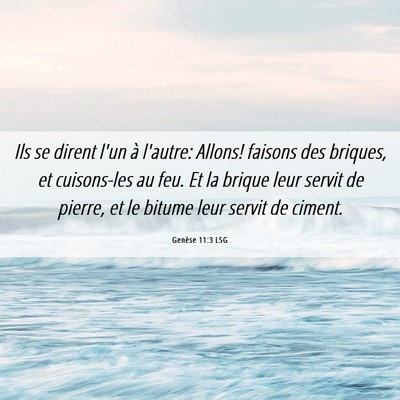 Picture 06 - Genèse 11:3 LSG - Ils se dirent l'un à l'autre: Allons! faisons - Bible Verse Picture