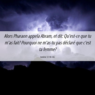 Picture 06 - Genèse 12:18 LSG - Alors Pharaon appela Abram, et dit: Qu'est-ce que - Bible Verse Picture