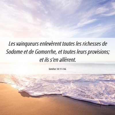 Picture 06 - Genèse 14:11 LSG - Les vainqueurs enlevèrent toutes les richesses - Bible Verse Picture