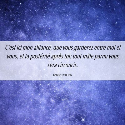 Picture 06 - Genèse 17:10 LSG - C'est ici mon alliance, que vous garderez entre - Bible Verse Picture