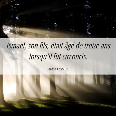 Picture 06 - Genèse 17:25 LSG - Ismaël, son fils, était âgé de treize ans - Bible Verse Picture