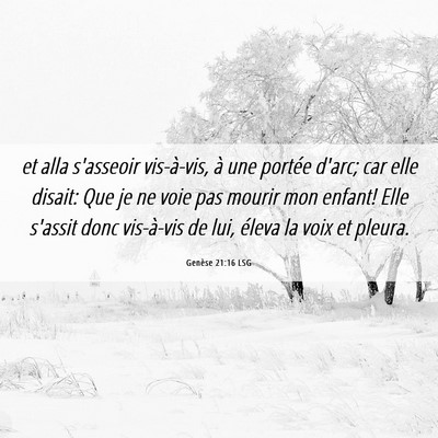 Picture 06 - Genèse 21:16 LSG - et alla s'asseoir vis-à-vis, à une portée - Bible Verse Picture
