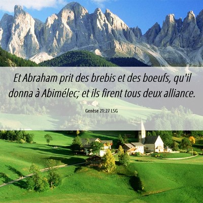 Picture 06 - Genèse 21:27 LSG - Et Abraham prit des brebis et des boeufs, qu'il - Bible Verse Picture
