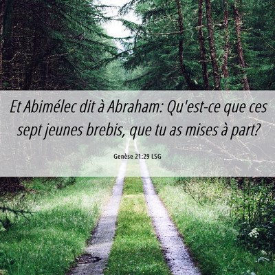 Picture 06 - Genèse 21:29 LSG - Et Abimélec dit à Abraham: Qu'est-ce que ces - Bible Verse Picture