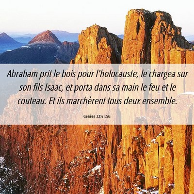 Picture 06 - Genèse 22:6 LSG - Abraham prit le bois pour l'holocauste, le - Bible Verse Picture