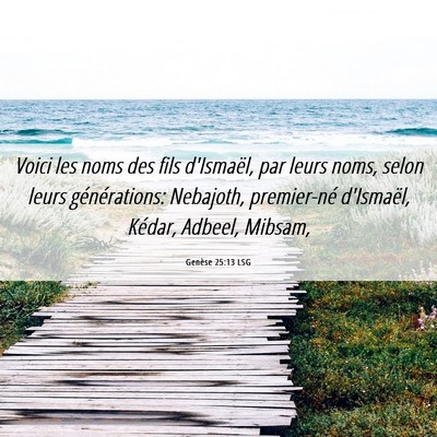 Picture 06 - Genèse 25:13 LSG - Voici les noms des fils d'Ismaël, par leurs - Bible Verse Picture
