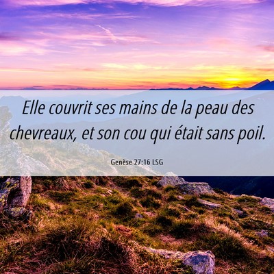 Picture 06 - Genèse 27:16 LSG - Elle couvrit ses mains de la peau des chevreaux, - Bible Verse Picture