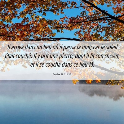 Picture 06 - Genèse 28:11 LSG - Il arriva dans un lieu où il passa la nuit; car - Bible Verse Picture