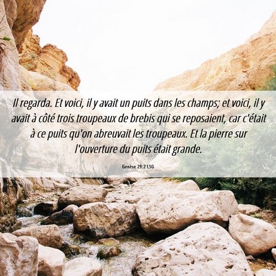Picture 06 - Genèse 29:2 LSG - Il regarda. Et voici, il y avait un puits dans - Bible Verse Picture