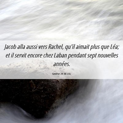 Picture 06 - Genèse 29:30 LSG - Jacob alla aussi vers Rachel, qu'il aimait plus - Bible Verse Picture