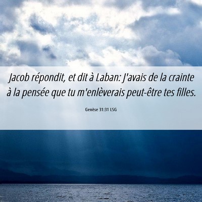 Picture 06 - Genèse 31:31 LSG - Jacob répondit, et dit à Laban: J'avais de la - Bible Verse Picture
