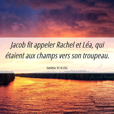 Picture 06 - Genèse 31:4 LSG - Jacob fit appeler Rachel et Léa, qui étaient - Bible Verse Picture