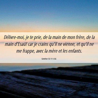 Picture 06 - Genèse 32:11 LSG - Délivre-moi, je te prie, de la main de mon - Bible Verse Picture