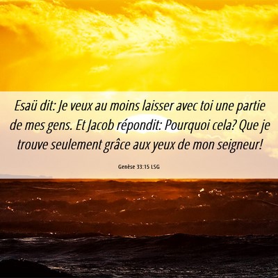 Picture 06 - Genèse 33:15 LSG - Esaü dit: Je veux au moins laisser avec toi une - Bible Verse Picture