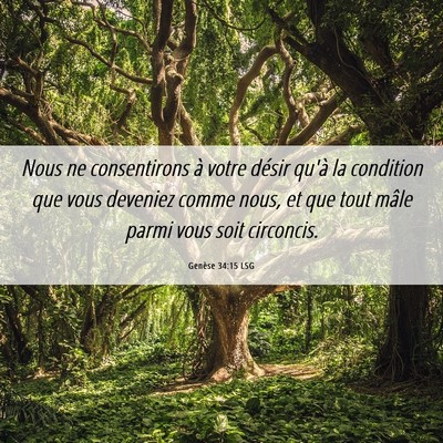 Picture 06 - Genèse 34:15 LSG - Nous ne consentirons à votre désir qu'à la - Bible Verse Picture