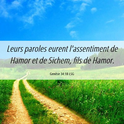Picture 06 - Genèse 34:18 LSG - Leurs paroles eurent l'assentiment de Hamor et de - Bible Verse Picture