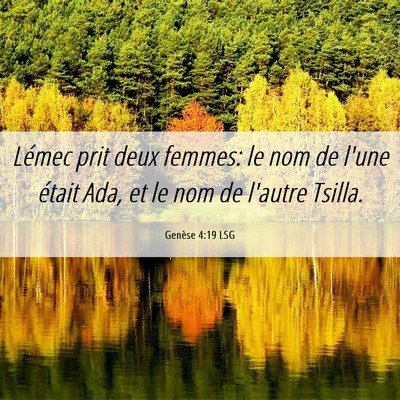 Picture 06 - Genèse 4:19 LSG - Lémec prit deux femmes: le nom de l'une était - Bible Verse Picture