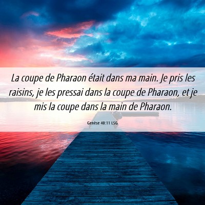 Picture 06 - Genèse 40:11 LSG - La coupe de Pharaon était dans ma main. Je pris - Bible Verse Picture