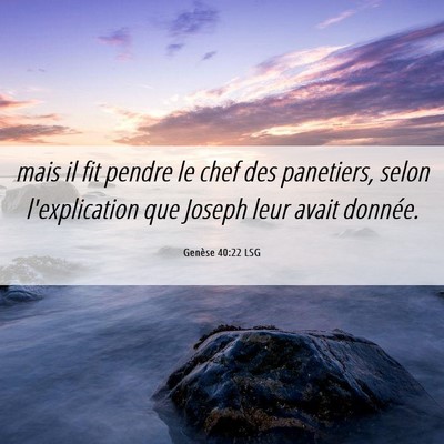 Picture 06 - Genèse 40:22 LSG - mais il fit pendre le chef des panetiers, selon - Bible Verse Picture