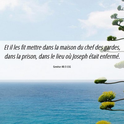 Picture 06 - Genèse 40:3 LSG - Et il les fit mettre dans la maison du chef des - Bible Verse Picture