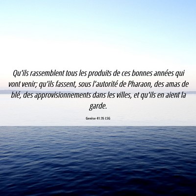 Picture 06 - Genèse 41:35 LSG - Qu'ils rassemblent tous les produits de ces - Bible Verse Picture