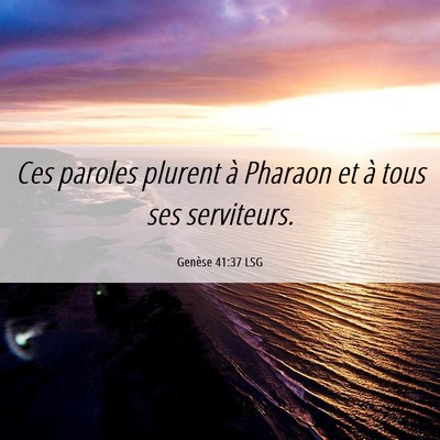 Picture 06 - Genèse 41:37 LSG - Ces paroles plurent à Pharaon et à tous ses - Bible Verse Picture