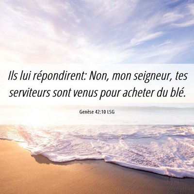 Picture 06 - Genèse 42:10 LSG - Ils lui répondirent: Non, mon seigneur, tes - Bible Verse Picture