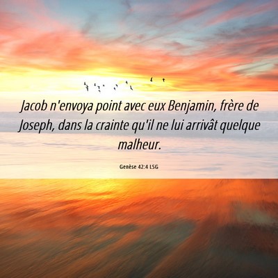Picture 06 - Genèse 42:4 LSG - Jacob n'envoya point avec eux Benjamin, frère de - Bible Verse Picture
