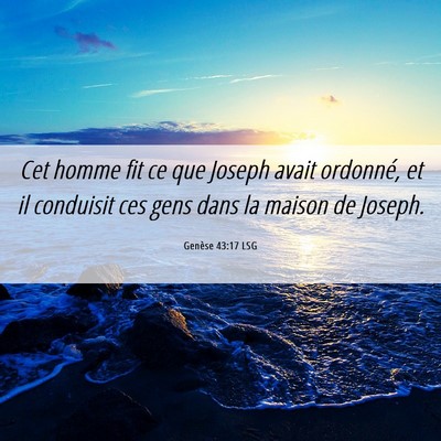 Picture 06 - Genèse 43:17 LSG - Cet homme fit ce que Joseph avait ordonné, et il - Bible Verse Picture
