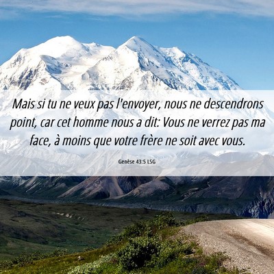 Picture 06 - Genèse 43:5 LSG - Mais si tu ne veux pas l'envoyer, nous ne - Bible Verse Picture