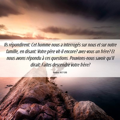 Picture 06 - Genèse 43:7 LSG - Ils répondirent: Cet homme nous a interrogés - Bible Verse Picture
