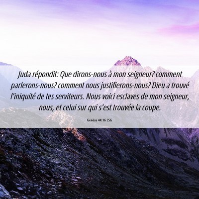 Picture 06 - Genèse 44:16 LSG - Juda répondit: Que dirons-nous à mon seigneur? - Bible Verse Picture