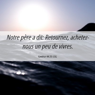 Picture 06 - Genèse 44:25 LSG - Notre père a dit: Retournez, achetez-nous un peu - Bible Verse Picture