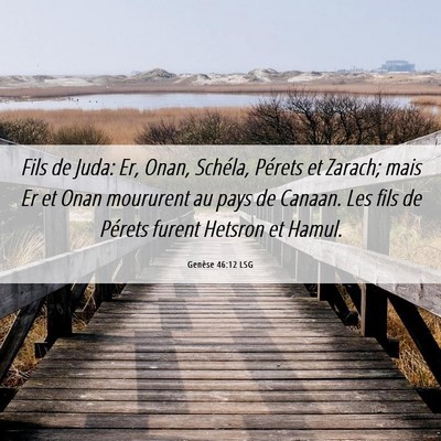 Picture 06 - Genèse 46:12 LSG - Fils de Juda: Er, Onan, Schéla, Pérets et - Bible Verse Picture