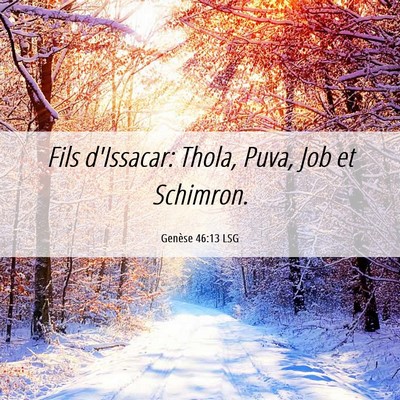 Picture 06 - Genèse 46:13 LSG - Fils d'Issacar: Thola, Puva, Job et - Bible Verse Picture