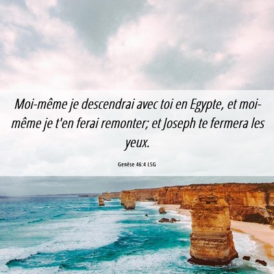 Picture 06 - Genèse 46:4 LSG - Moi-même je descendrai avec toi en Egypte, et - Bible Verse Picture