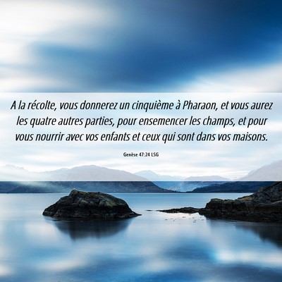 Picture 06 - Genèse 47:24 LSG - A la récolte, vous donnerez un cinquième à - Bible Verse Picture
