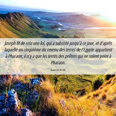 Picture 06 - Genèse 47:26 LSG - Joseph fit de cela une loi, qui a subsisté - Bible Verse Picture