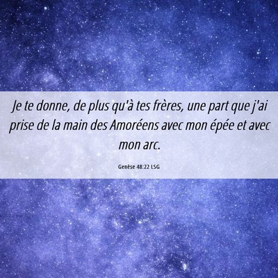 Picture 06 - Genèse 48:22 LSG - Je te donne, de plus qu'à tes frères, une part - Bible Verse Picture