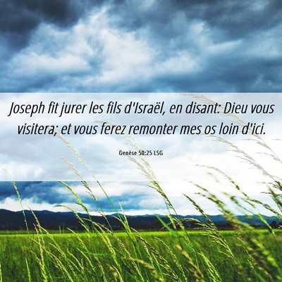 Picture 06 - Genèse 50:25 LSG - Joseph fit jurer les fils d'Israël, en disant: - Bible Verse Picture