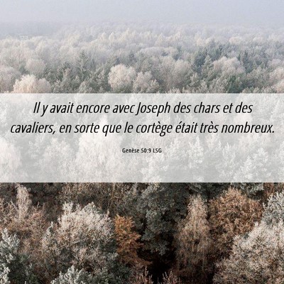 Picture 06 - Genèse 50:9 LSG - Il y avait encore avec Joseph des chars et des - Bible Verse Picture