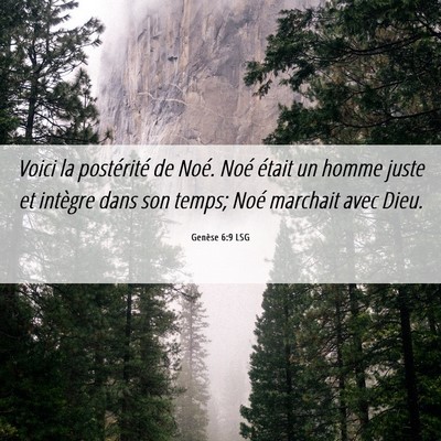 Picture 06 - Genèse 6:9 LSG - Voici la postérité de Noé. Noé était un - Bible Verse Picture