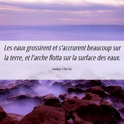Picture 06 - Genèse 7:18 LSG - Les eaux grossirent et s'accrurent beaucoup sur - Bible Verse Picture