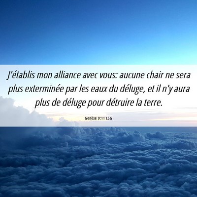Picture 06 - Genèse 9:11 LSG - J'établis mon alliance avec vous: aucune chair - Bible Verse Picture
