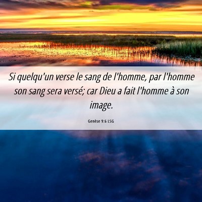 Picture 06 - Genèse 9:6 LSG - Si quelqu'un verse le sang de l'homme, par - Bible Verse Picture