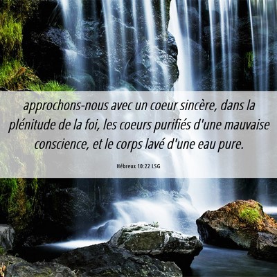 Picture 06 - Hébreux 10:22 LSG - approchons-nous avec un coeur sincère, dans la - Bible Verse Picture